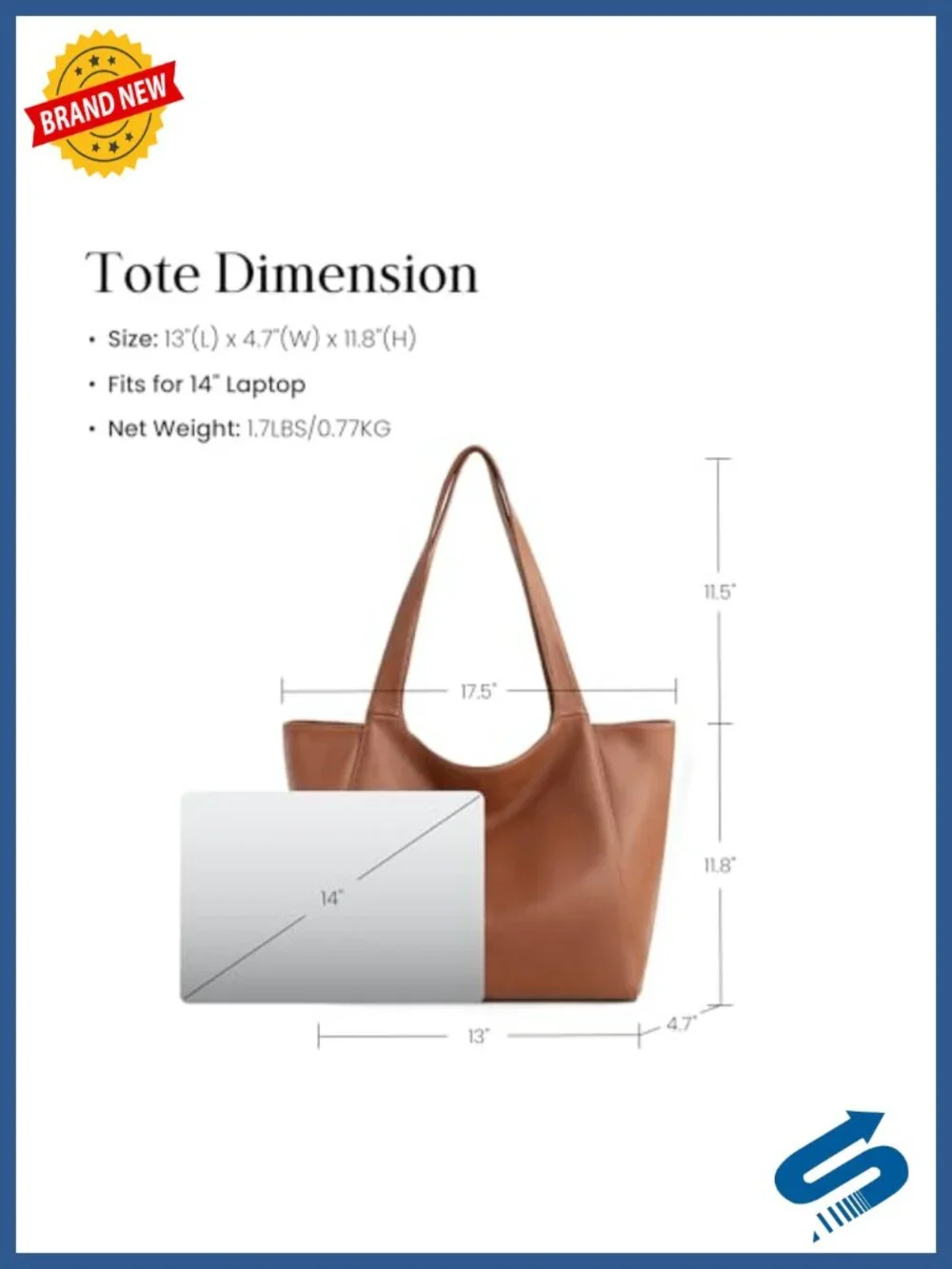 Genuine Leather Slouchy Tote Bag with Zipper, Laptop Pocket, Cup Holder, Travel